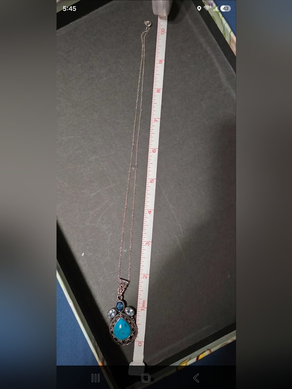 Source Unknown Silver-Tone Necklace with Turquoise and Blue Stones